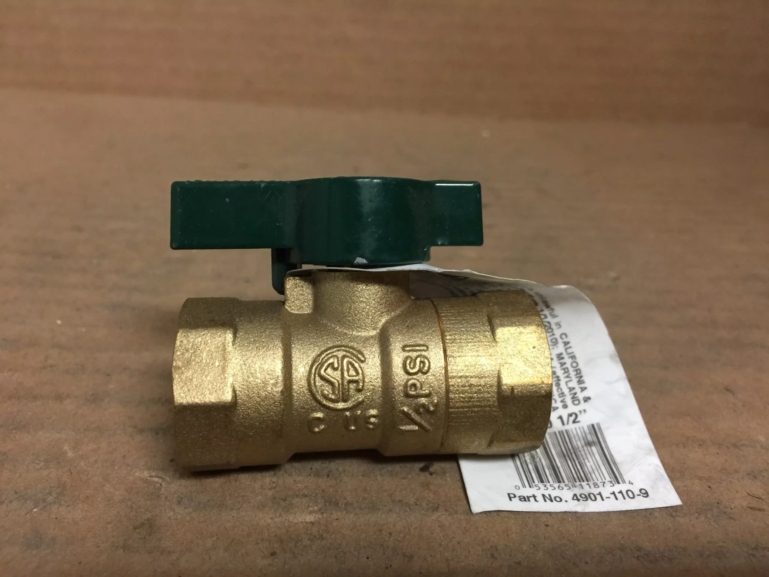 1/2" FNPT GAS BALL VALVE;BRASS