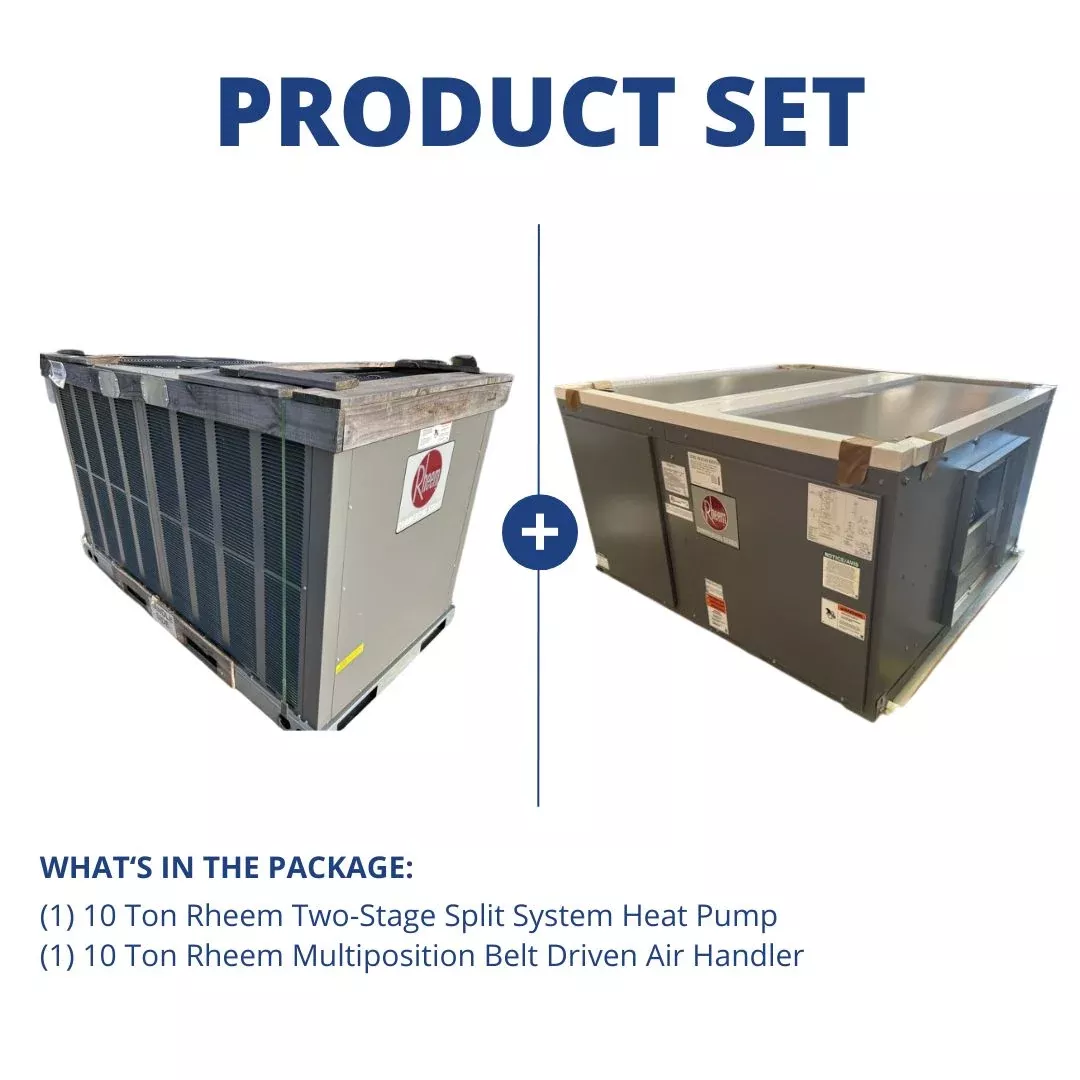 10 Ton Split System Heat Pump and Low Profile Air Handler, 460/60/3, R-410A