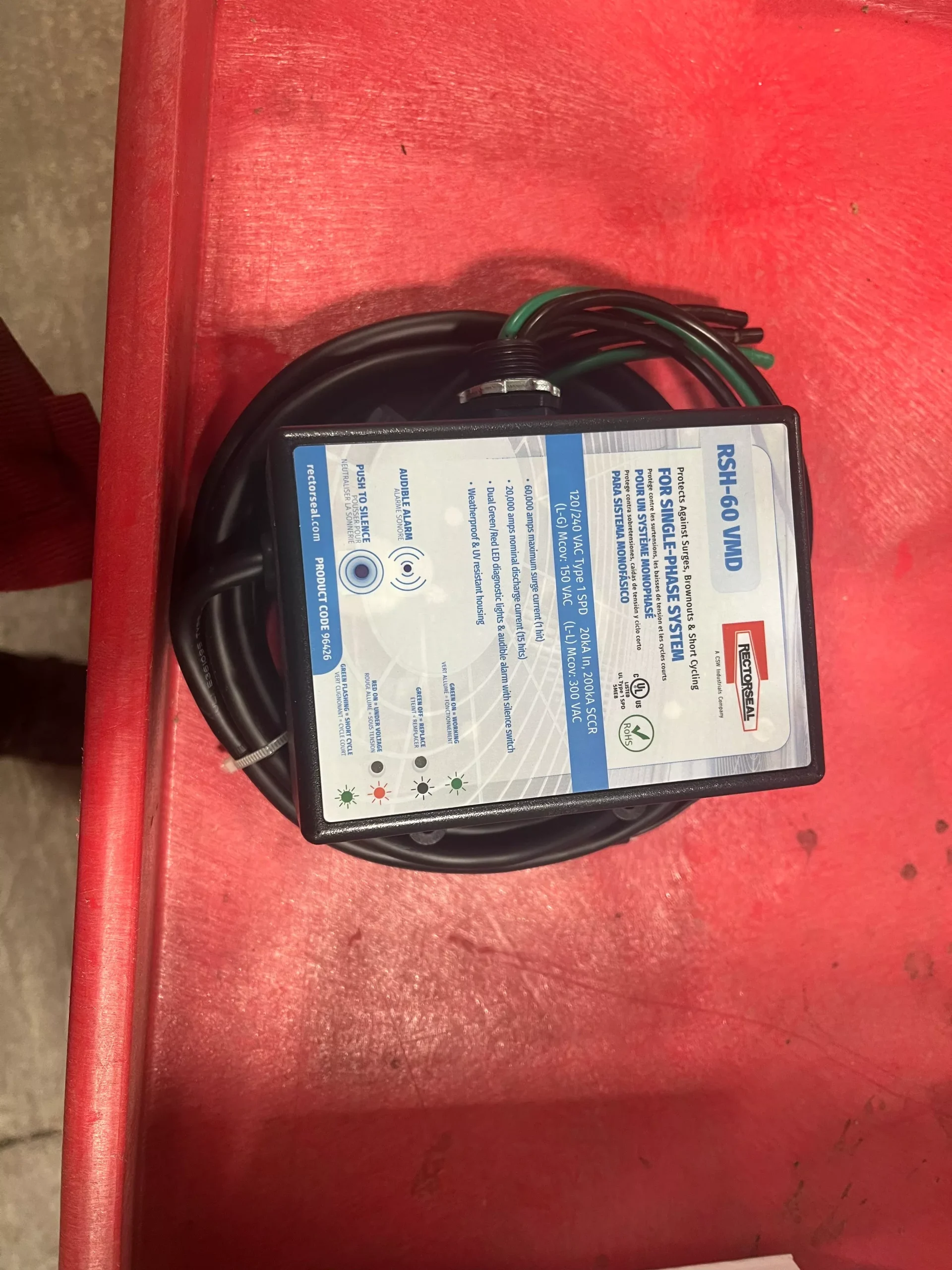 60,000 AMP SURGE PROTECTOR AND COMPRESSOR VOLTAGE MONITOR,VOLTS: 120-240