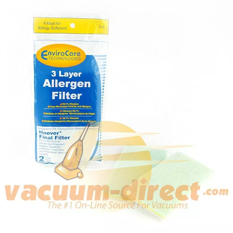 Hoover 3 Layer Allergen Final Filter by Envirocare, 2 Pack #914