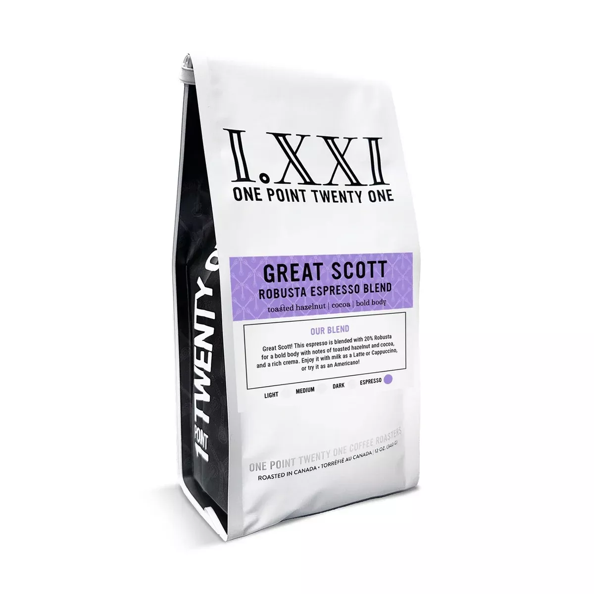 I.XXI Great Scott Robusta Espresso Blend Whole Bean Coffee, 12 oz.