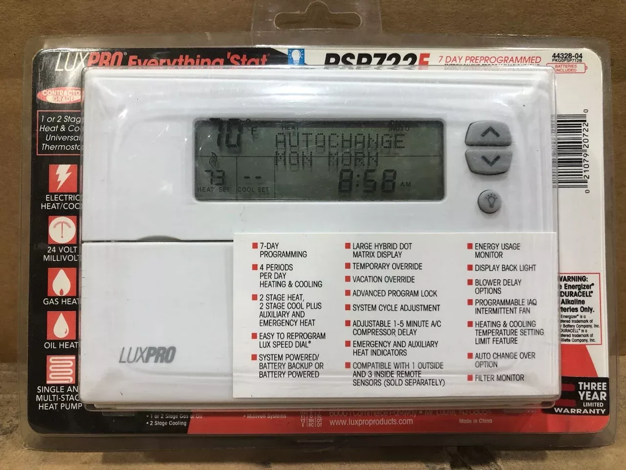 Programmable One Or Two Stage 24V Thermostat