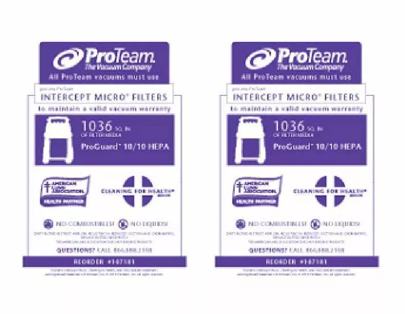 ProTeam Micro Filter Vacuum Bags 107181 6 Bags