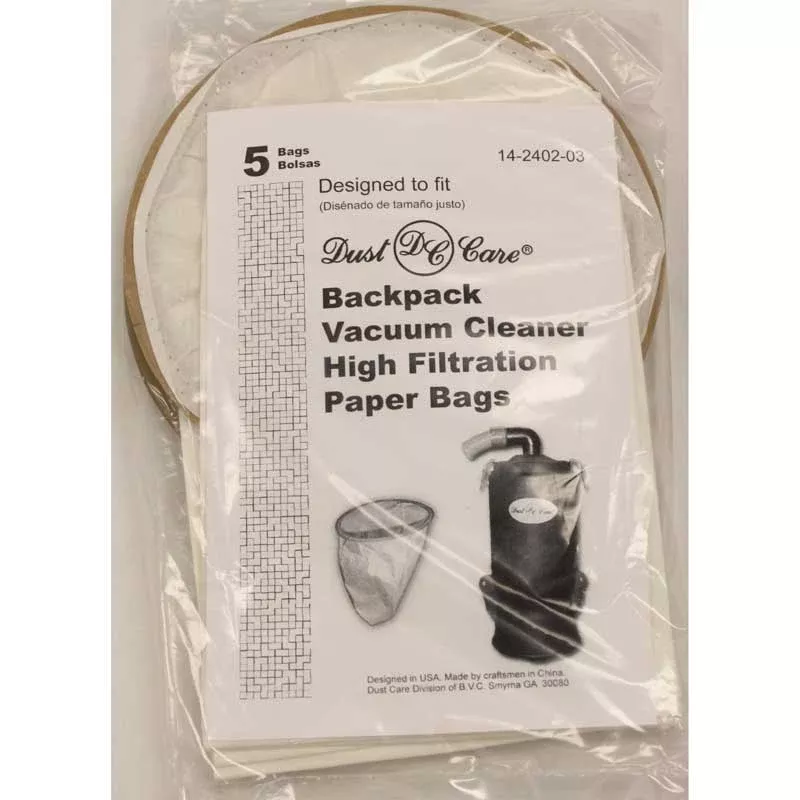 Replacement Dust Care Backpack Vacuum Cleaner Bags 5/pk # FA-1450, 738SEC-OPP_5Bags