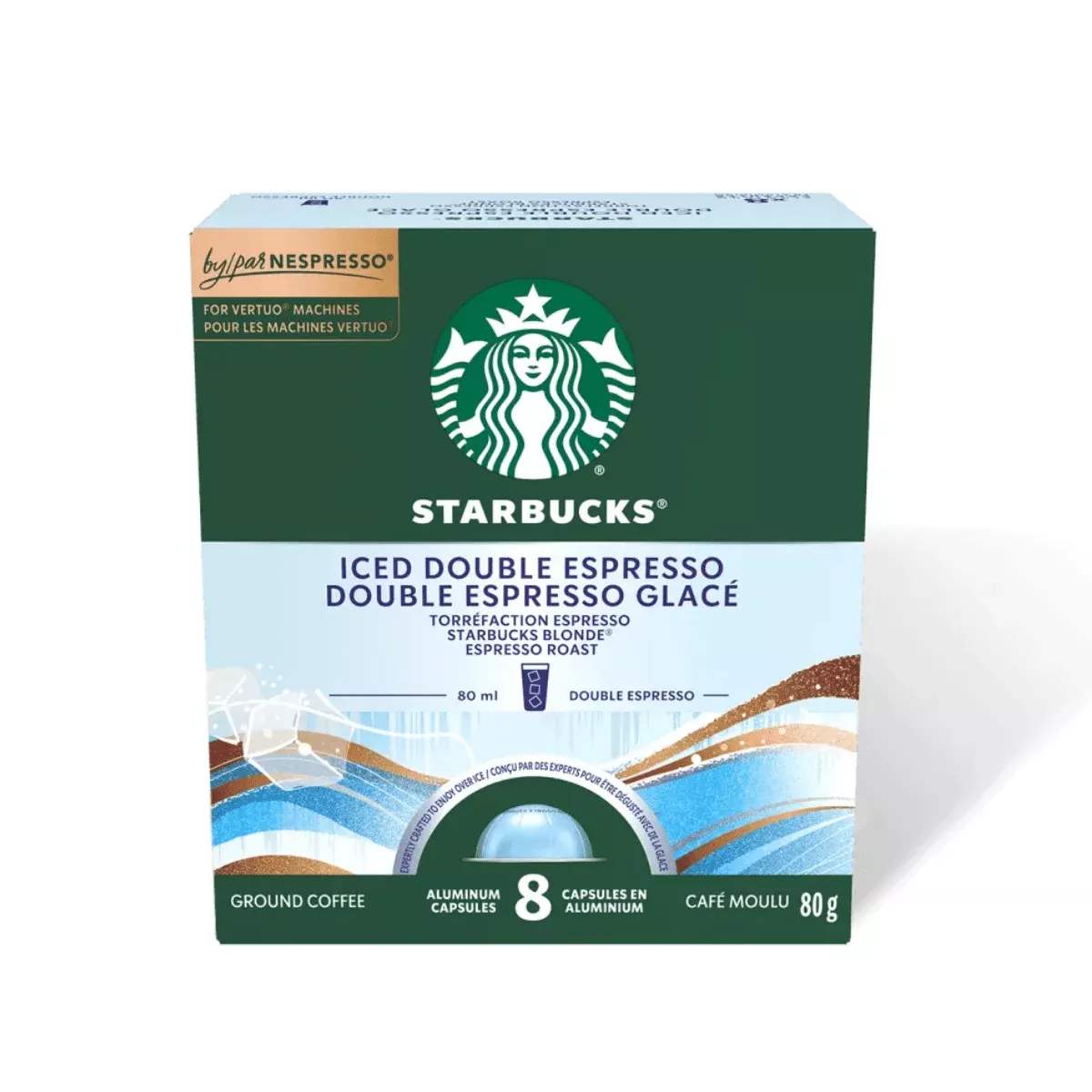 Starbucks Double Iced Espresso 80ml Nespresso VertuoLine Compatible Capsules, 8 Pack
