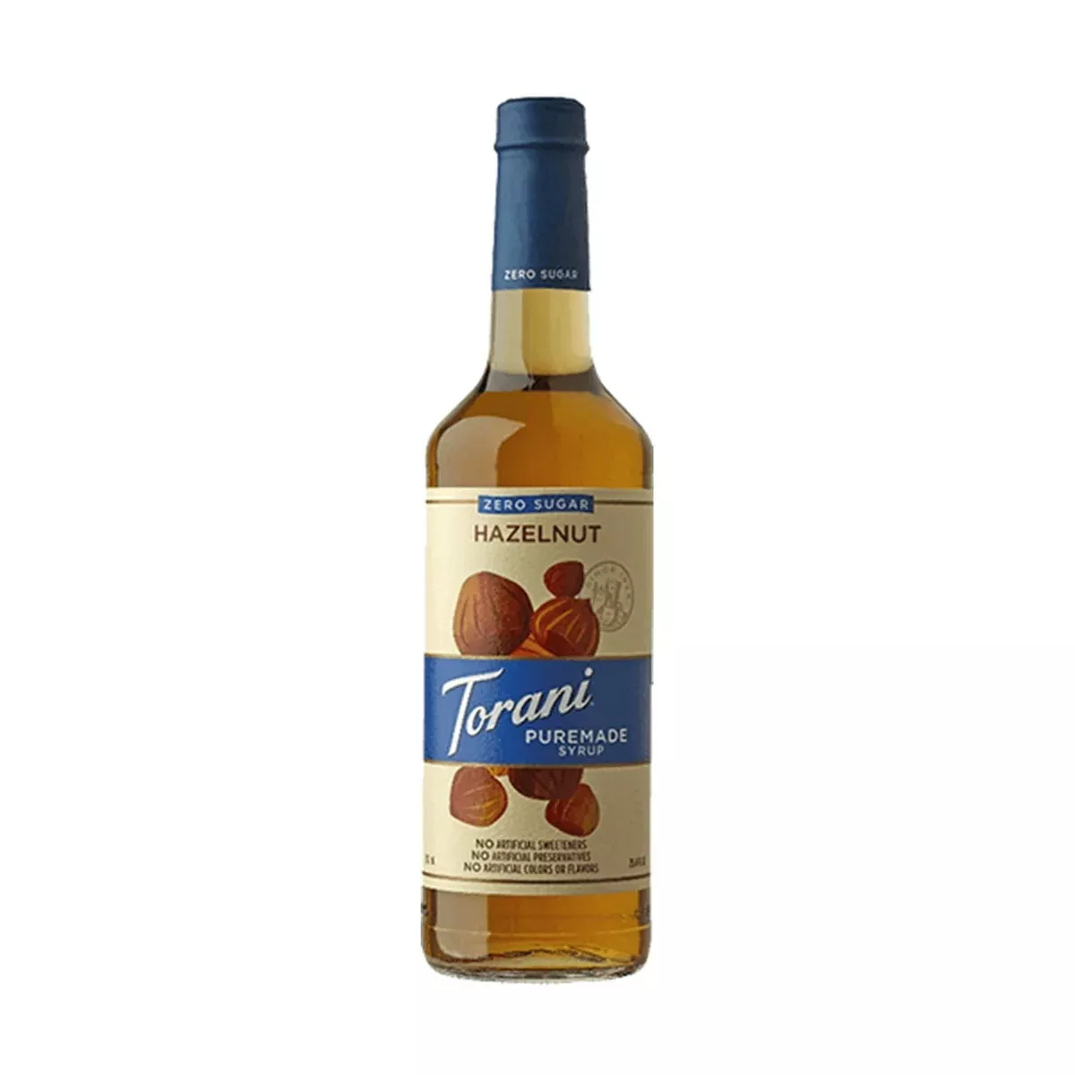 Torani Puremade Zero Sugar Hazelnut Syrup, 750ml Glass Bottle