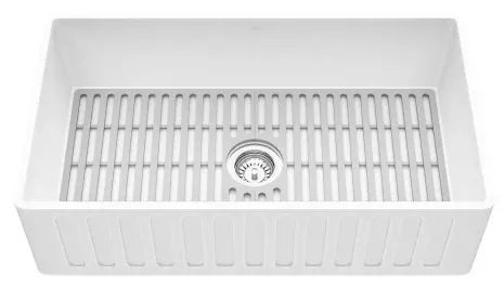 Vigo Matte Stone 33 Farmhouse Single Basin Undermount Kitchen Sink With Basin Rack
