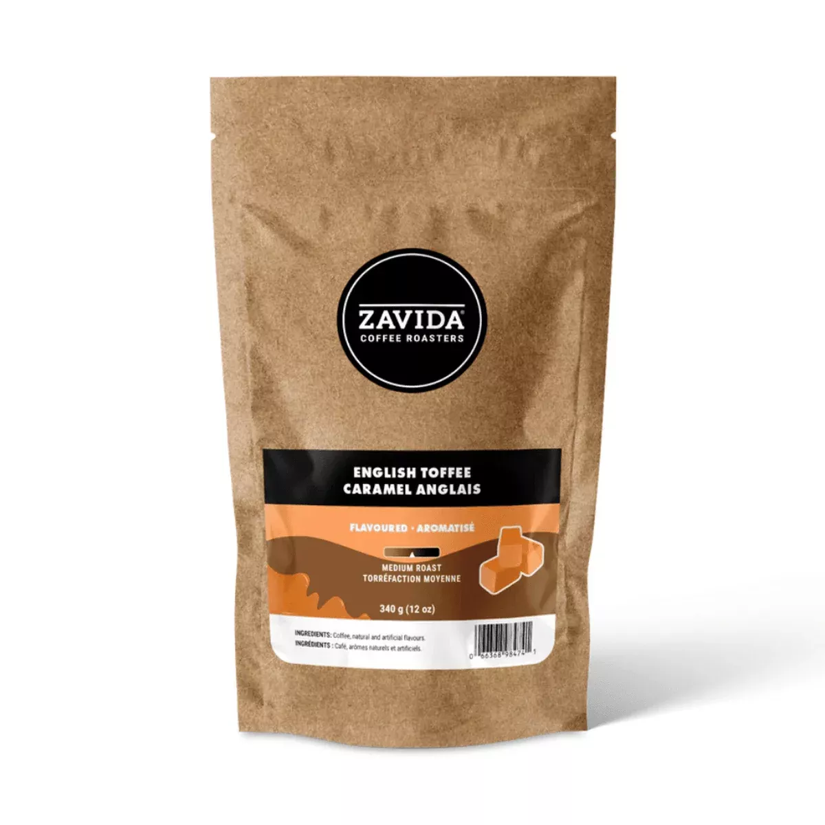 Zavida English Toffee Whole Bean Coffee, 12 oz.